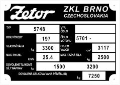 Výrobní štítek Zetor 5748