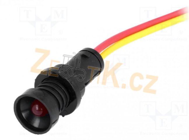 Kontrolka červená LED 12V vydutá pr. 10
