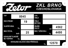 Výrobní štítek Crystal ZKL 8045
