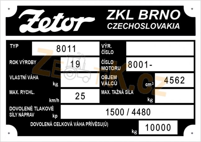 Výrobní štítek Crystal ZKL 8011 uni