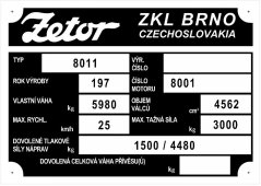 Výrobní štítek Crystal ZKL 8011 bez přívesu