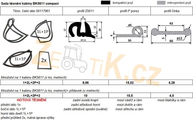 Sada těsnění kabiny BK5611 compact