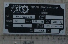 Výrobní štítek STS MV2 5t