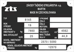 Výrobní štítek Crystal ZKL 8145, 7660kg