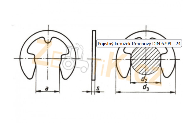 Pojistný kroužek třmenový 19 DIN 6799