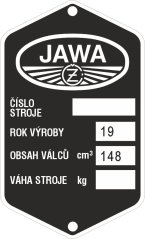 Štítek výrobní Jawa CZ 150
