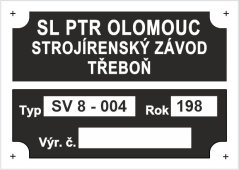 Výrobní štítek rampovač SV8