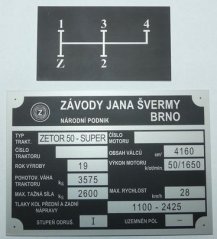 Sada štítků Zetor 50 SUPER