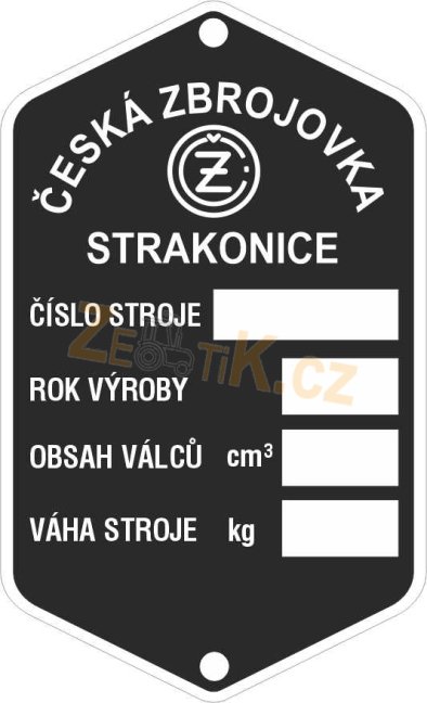 Štítek výrobní Jawa CZ 150 prázdný