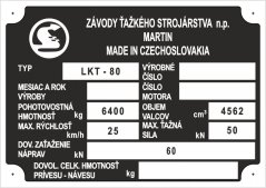 Výrobní štítek LKT 80