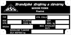 Výrobní štítek vlek BSS prázdný