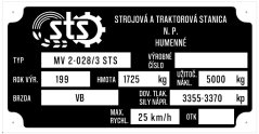 Výrobní štítek STS MV2-028/3 5t