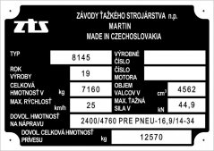 Výrobní štítek Crystal ZKL 8145, 7160kg