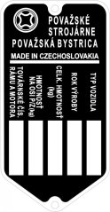 Štítek výrobní Jawa pionýr - prázdný