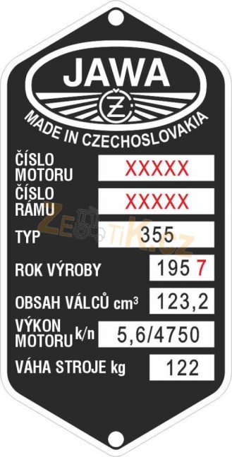 Vyraženie údajov štítku MOTO