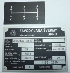 Sada štítků Zetor 35 SUPER