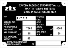 Výrobní štítek LKT 81T