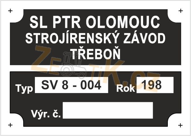 Výrobní štítek rampovač SV8
