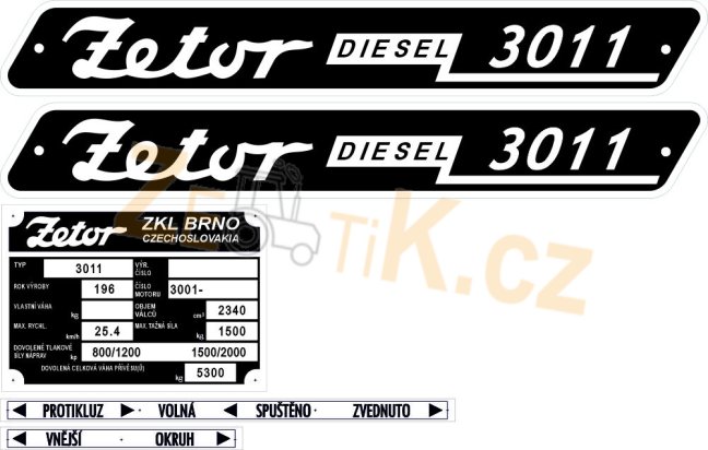 Velká sada - štítky Zetor 3011