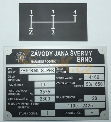 Súprava štítkov Zetor 50 SUPER
