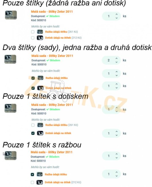 Dotisk údajů na štítek