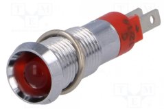 Kontrolka červená LED 12V vydutá pr. 8,2