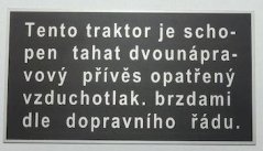 Štítek tento traktor Zetor 25