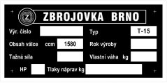 Výrobní štítek Zetor 15