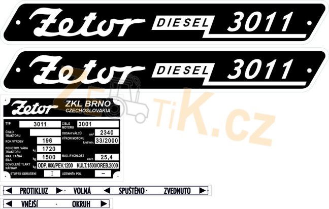 Velká sada - štítky Zetor 3011 pol2