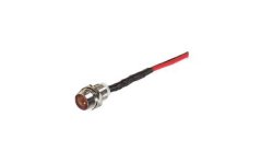 kontrolka 12V LED červená do otvoru 8mm kovová s vodiči