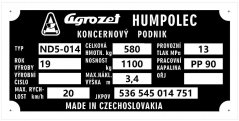 Výrobní štítek ND5-014