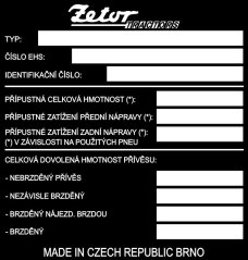 Výrobní štítek Zetor Forterra