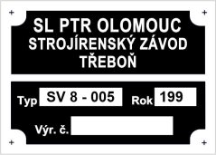 Výrobní štítek rampovač SV8