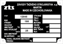 Výrobní štítek Crystal ZTS 12045