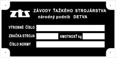 Výrobní štítek ZTS unc DETVA