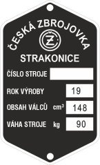 Štítek výrobní Jawa CZ 150