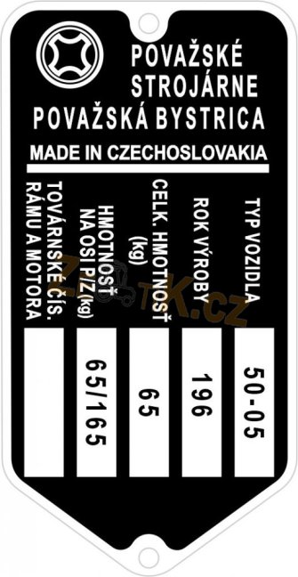 Štítek výrobní Jawa 50-05