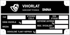 Výrobní štítek vlek VIHORLAT