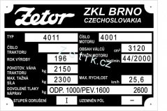 Výrobní štítek Zetor 4011 pol