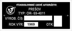 Výrobní štítek ochranného rámu Z4011 rv. 1969