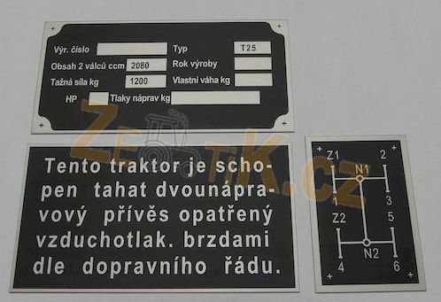 Súprava štítkov Zetor 25
