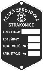 Štítek výrobní Jawa CZ 150 prázdný