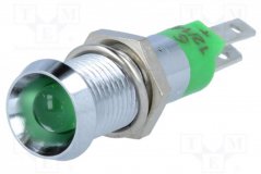 Kontrolka zelená LED 12V vydutá pr. 8,2