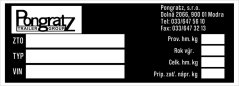 Výrobní štítek Pongratz