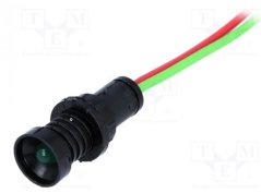 Kontrolka zelená LED 12V vydutá pr. 10