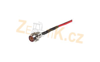 kontrolka 12V LED červená do otvoru 8mm kovová s vodiči