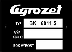 Výrobní štítek kabiny Zetor BK 6011