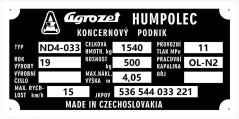Výrobní štítek ND4-033
