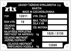 Výrobní štítek Crystal ZTS 12011