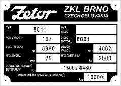 Výrobní štítek Crystal ZKL 8011